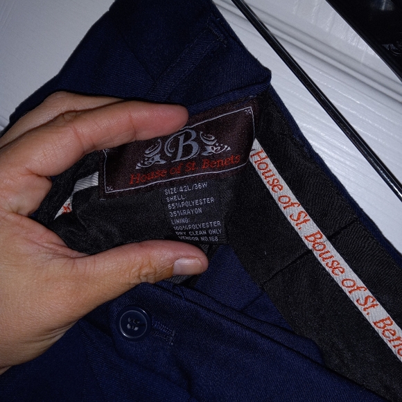 Men's House of St. Benets Navy Blue Dress Slacks - Picture 7 of 7